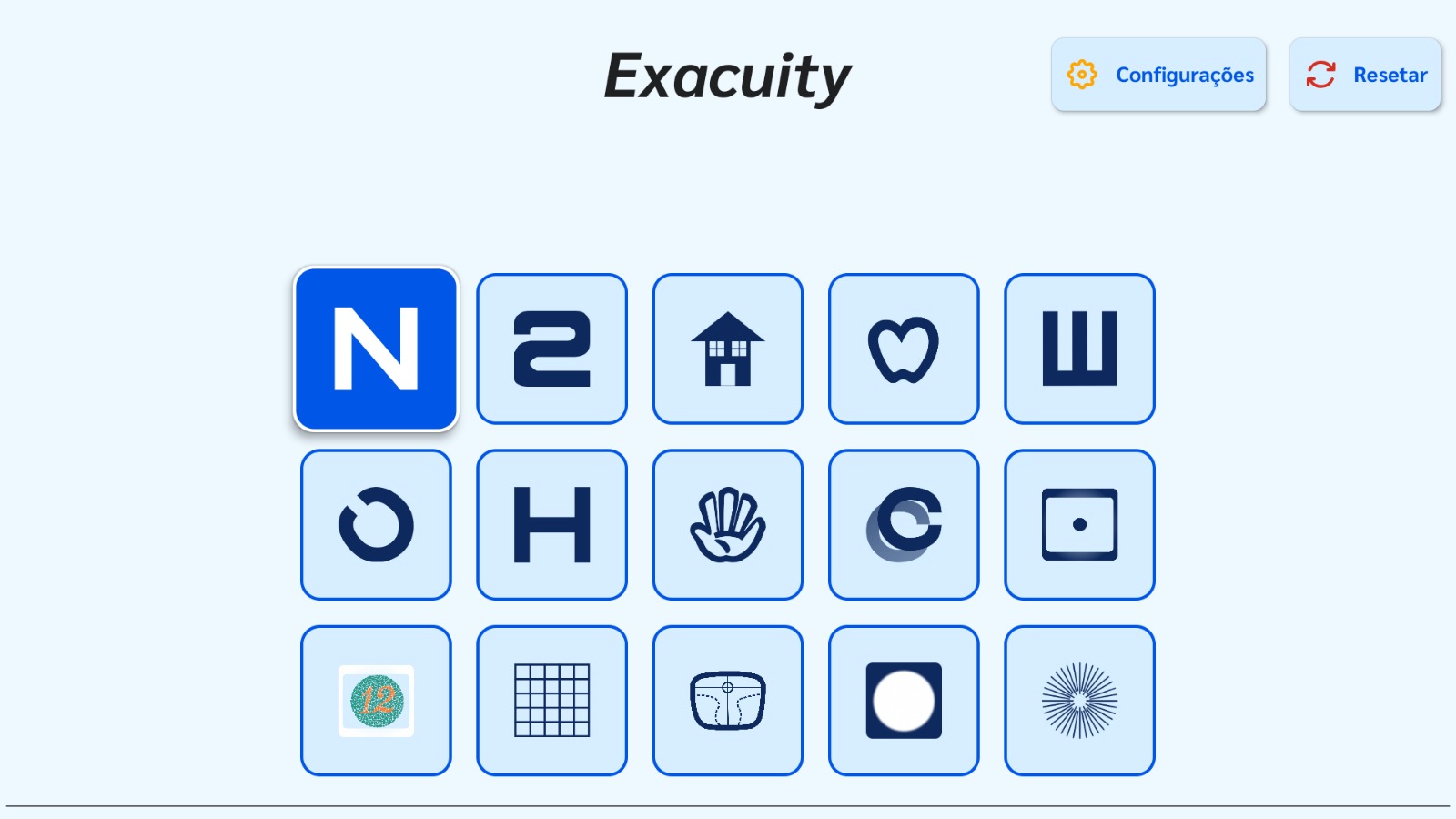 Interface principal do Exacuity